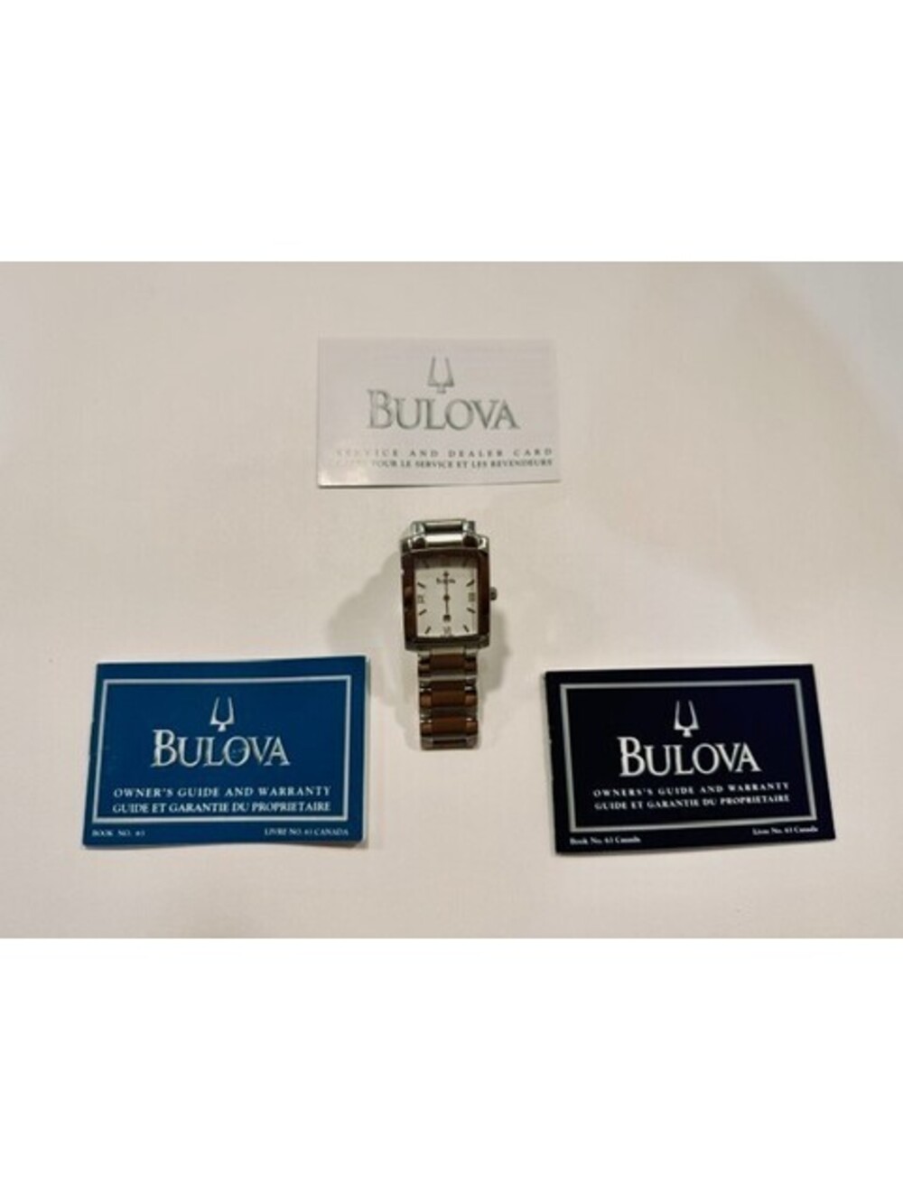 Bulova Men's Tank Watch C875379 Stainless Steel White Dial Date w/ Papers-Works